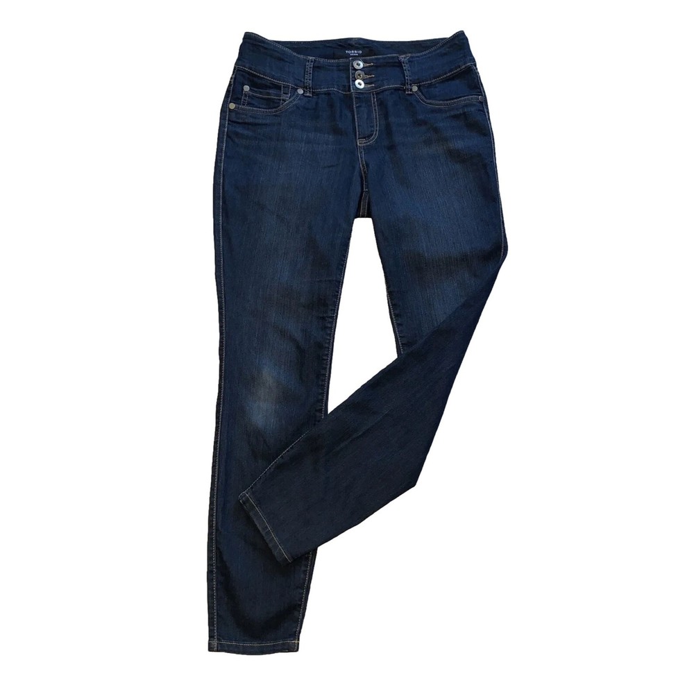Torrid Denim Women’s 10R Button Fly Blue Dark Wash Tapered Leg Womens Mid Rise